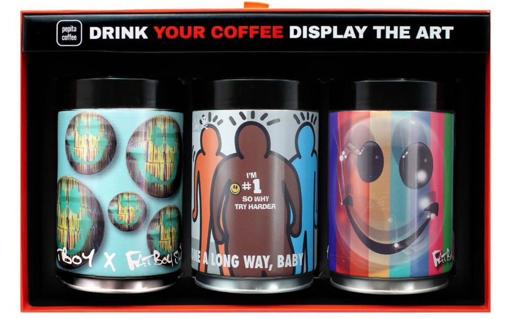 TBOY x Fatboy Slim exclusive coffee box set, hand signed by Fatboy Slim and TBOY