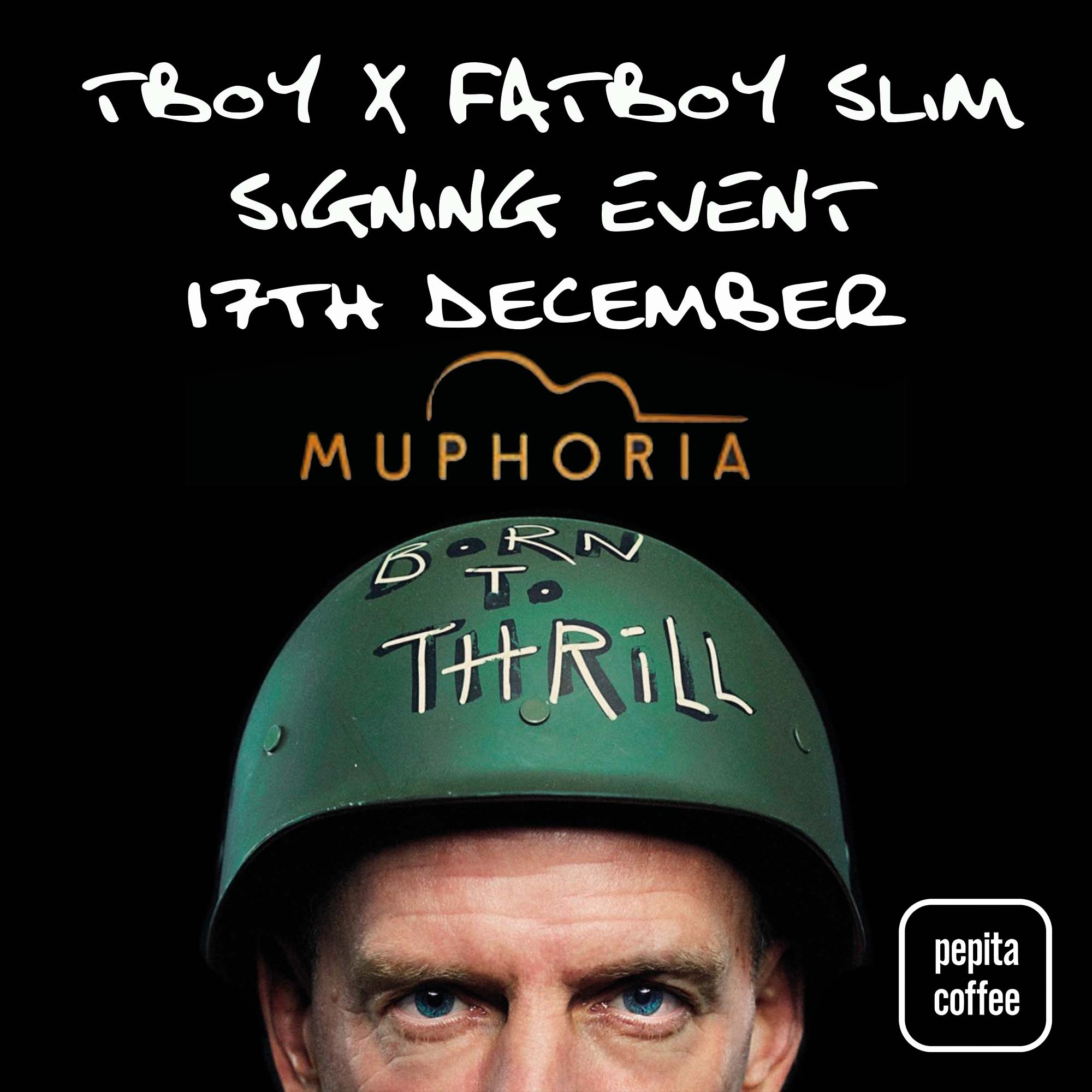 TBOY x Fatboy Slim exclusive coffee box set, hand signed by Fatboy Slim and TBOY